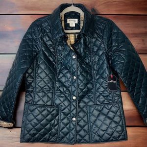 St. John’s Bay NWT Pacific Blue quilted lightweight zip jacket women’s Large